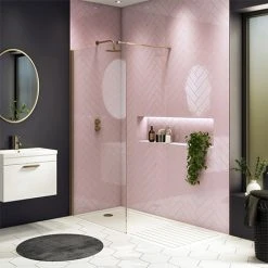 Arezzo 1700 x 800 Brushed Brass Wet Room (inc. Screen + Tray)