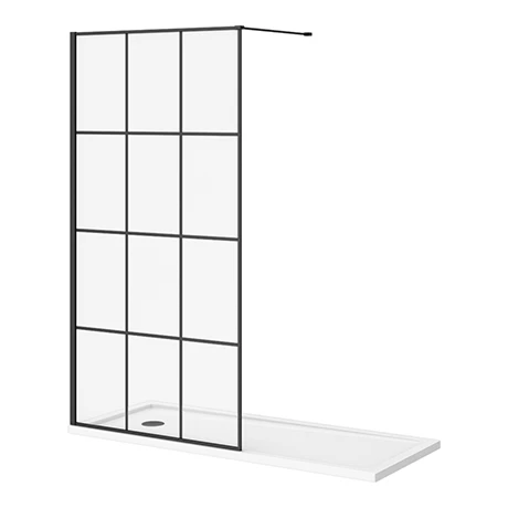 Arezzo 1700 x 700 Bath Replacement Wet Room (1000mm Matt Black Grid Screen w. Tray) 1 Arezzo 1700 x 700 Bath Replacement Wet Room (1000mm Matt Black Grid Screen w. Tray)