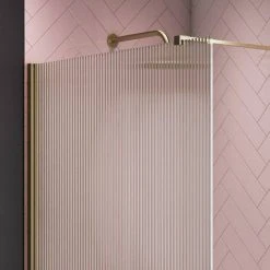Arezzo 1400 x 900 Fluted Glass Brushed Brass Walk In Enclosure (inc. Main Screen, Side Panel + Tray) 8 Arezzo 1400 x 900 Fluted Glass Brushed Brass Walk In Enclosure (inc. Main Screen, Side Panel + Tray) -Shower Enclosure Ranges Shop AZFGBB149E d2 460