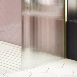 Arezzo 1400 x 900 Fluted Glass Brushed Brass Walk In Enclosure (inc. Main Screen, Side Panel + Tray) 11 Arezzo 1400 x 900 Fluted Glass Brushed Brass Walk In Enclosure (inc. Main Screen, Side Panel + Tray) -Shower Enclosure Ranges Shop AZFGBB149E d5 460