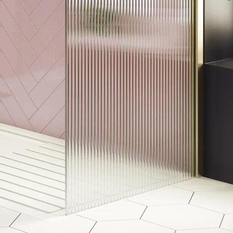 Arezzo 1400 x 900 Fluted Glass Brushed Brass Walk In Enclosure (inc. Main Screen, Side Panel + Tray) 6 Arezzo 1400 x 900 Fluted Glass Brushed Brass Walk In Enclosure (inc. Main Screen, Side Panel + Tray) - Image 6