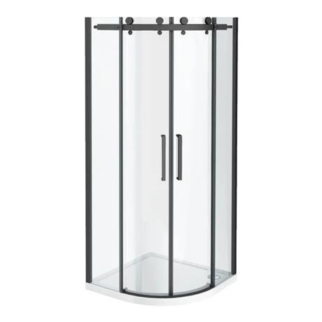 Arezzo Matt Black 800 x 800mm Frameless Quadrant Shower Enclosure 2 Arezzo Matt Black 800 x 800mm Frameless Quadrant Shower Enclosure - Image 2