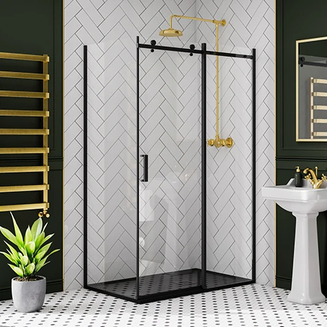 Arezzo Matt Black 1200 x 800 Frameless Sliding Door Shower Enclosure with Black Tray 1 Arezzo Matt Black 1200 x 800 Frameless Sliding Door Shower Enclosure with Black Tray