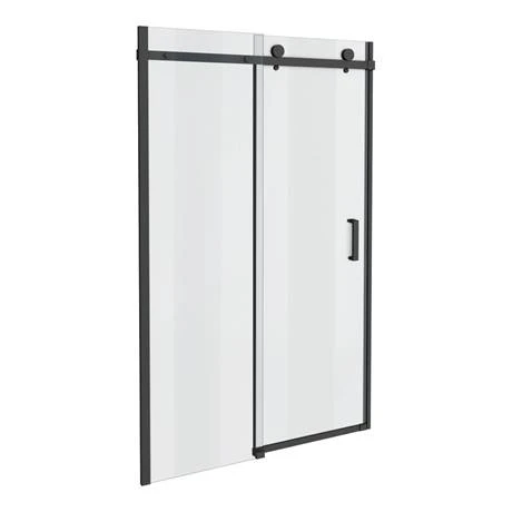 Arezzo Matt Black 1400mm Frameless Sliding Shower Door 2 Arezzo Matt Black 1400mm Frameless Sliding Shower Door - Image 2