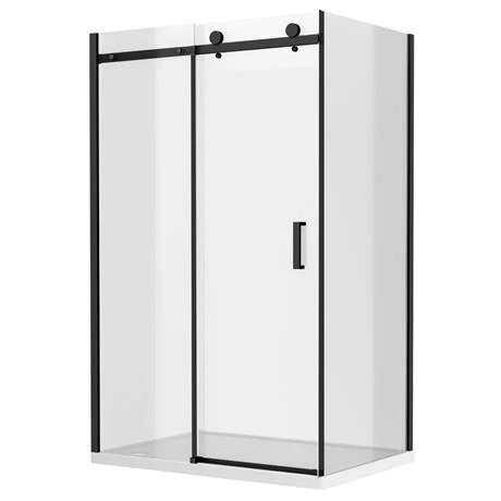 Arezzo Matt Black 1200 x 800 Frameless Sliding Door Shower Enclosure 2 Arezzo Matt Black 1200 x 800 Frameless Sliding Door Shower Enclosure - Image 2