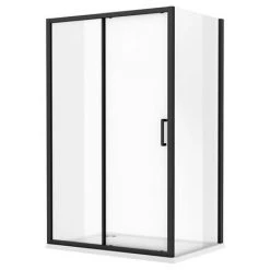 Toreno Matt Black 1000 x 900mm Sliding Door Shower Enclosure + Pearlstone Tray -Shower Enclosure Ranges Shop BLK109SDE d2 460