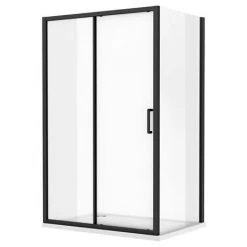 Toreno Matt Black 1200 x 900mm Sliding Door Shower Enclosure + Pearlstone Tray -Shower Enclosure Ranges Shop BLK129SDE d2 460