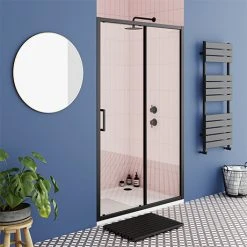 Toreno Matt Black 1200 x 1850 Sliding Shower Door