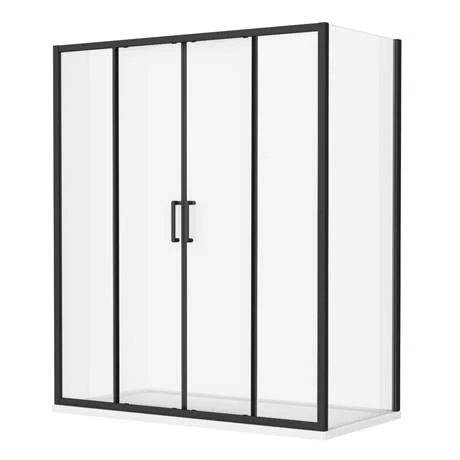 Toreno Matt Black 1700 x 800mm Double Sliding Door Shower Enclosure without Tray 3 Toreno Matt Black 1700 x 800mm Double Sliding Door Shower Enclosure without Tray - Image 3