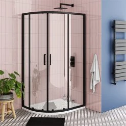 Toreno Matt Black 1000 x 800mm Offset Quadrant Shower Enclosure