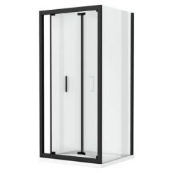 Toreno Matt Black 760 x 760mm Bi-Fold Door Shower Enclosure + Pearlstone Tray -Shower Enclosure Ranges Shop BLK76BFSE d3 460