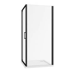 Toreno Matt Black 900 x 900mm Pivot Door Shower Enclosure + Pearlstone Tray -Shower Enclosure Ranges Shop BLK9PDE d3 460