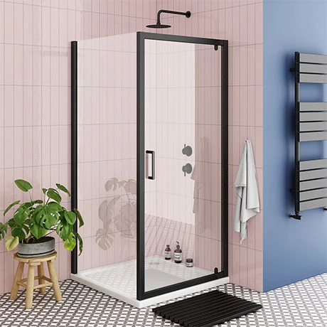 Toreno Matt Black 900 x 900mm Pivot Door Shower Enclosure without Tray 1 Toreno Matt Black 900 x 900mm Pivot Door Shower Enclosure without Tray