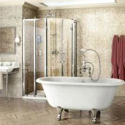 Burlington - Traditional Offset Quadrant 80cm & 40cm In-Line Panel - BU91 -Shower Enclosure Ranges Shop Burlington Traditional Offset Quadrant 80cm 40cm In Line Panel BU91 n d3 460