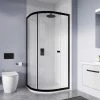 Crosswater 1000 x 800mm Clear 6 Matt Black Offset Quadrant Single Door Shower Enclosure - CAQSBC10X8