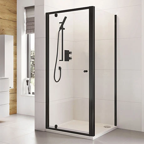 Roman Haven6 Matt Black 6mm Square Pivot Door Shower Enclosure - 900 x 900mm 1 Roman Haven6 Matt Black 6mm Square Pivot Door Shower Enclosure - 900 x 900mm
