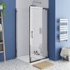Monza 900 x 900mm Pivot Door Shower Enclosure + Pearlstone Tray