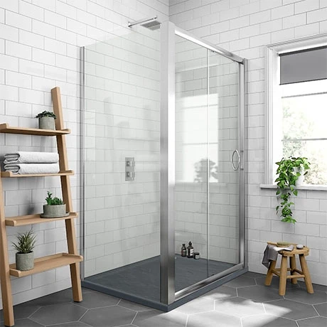 Newark 1200 x 800mm Sliding Door Shower Enclosure + Slate Effect Tray 1 Newark 1200 x 800mm Sliding Door Shower Enclosure + Slate Effect Tray