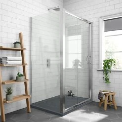 Newark 1200 x 900mm Sliding Door Shower Enclosure + Slate Effect Tray