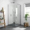 Newark 800 x 800mm Pivot Door Shower Enclosure + Slate Effect Tray