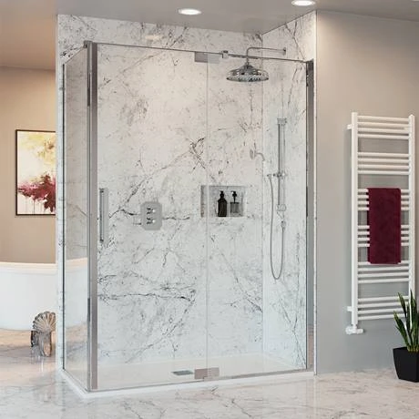 Crosswater Optix 10 Polished Stainless Steel Side Panel for Pivot Door with Inline 2 Crosswater Optix 10 Polished Stainless Steel Side Panel for Pivot Door with Inline - Image 2