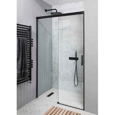 Crosswater Design+ Matt Black Sliding Shower Door 1 Crosswater Design+ Matt Black Sliding Shower Door