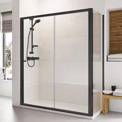 Roman Haven6 Matt Black 6mm Sliding Shower Door Enclosure - 1200 x 900mm