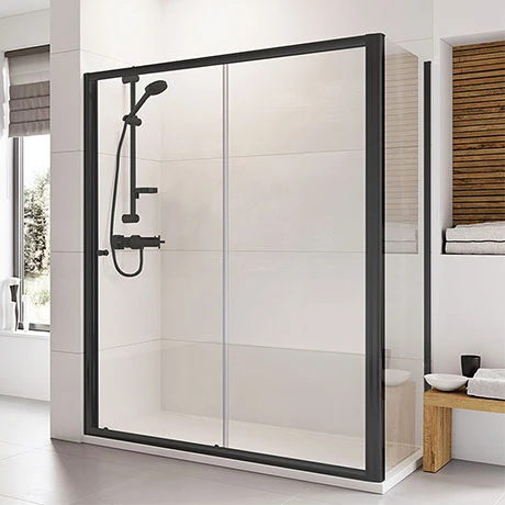 Roman Haven6 Matt Black 6mm Sliding Shower Door Enclosure - 1200 x 900mm 1 Roman Haven6 Matt Black 6mm Sliding Shower Door Enclosure - 1200 x 900mm