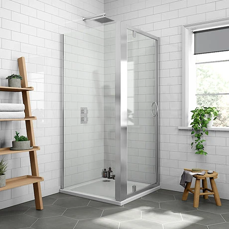 Newark 800 x 800mm Pivot Door Shower Enclosure + Pearlstone Tray 1 Newark 800 x 800mm Pivot Door Shower Enclosure + Pearlstone Tray