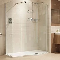 Roman Lumin8 1450mm Colossus Curved Wetroom Shower Panel With Side Panel