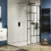 Venice 1400 x 900 Matt Black Abstract Grid Wet Room (800mm Screen + Tray)