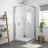Newark Corner Entry Shower Enclosure + Pearlstone Tray